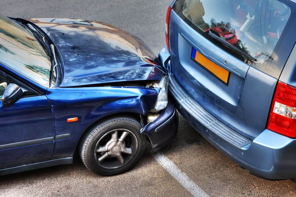 City road collision captures the aftermath of a car crash.